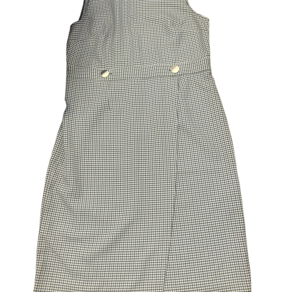 Women’s H&M Sleeveless Houndstooth Shift Dress large Classic Workwear Old Money